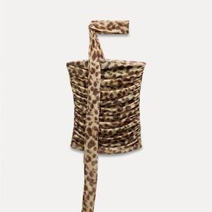 Viral Zara Printed Tulle Bandeau Top | Size M